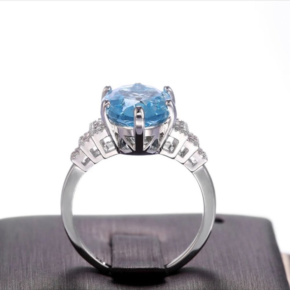 NEW OVAL DIAMOND STERLING SILVER RING - Picture 5 of 6